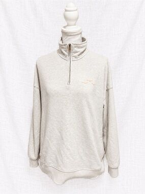 LAZYPANTS Oatmeal Quarter Zip Oversized Sweatshirt Bird Logo M